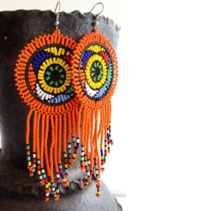 Africa smiles large disc with cascade earrings ethnic