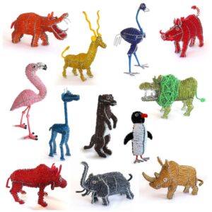 africa smiles bead and wire freestanding animals medium sculptures scooby