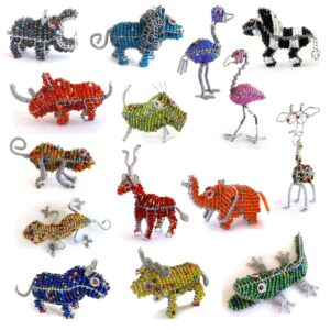 africa smiles bead and wire freestanding animals small sculptures scooby
