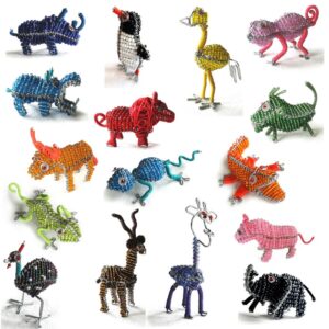 africa smiles bead and wire freestanding animals small sculptures scooby small