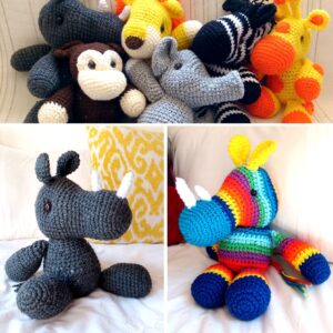 africa smiles crocheted plush toys rhino