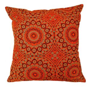 africa smiles shweshwe orange mandala cushion cover 1