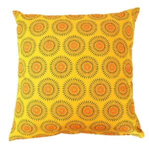 africa smiles shweshwe yellow sun cushion cover 1