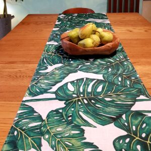 africa smiles table runner vintage monsteria leaves