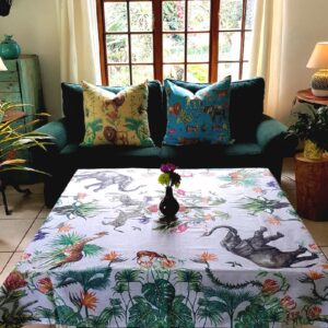 africa smiles vintage wildlife square table cloth 2