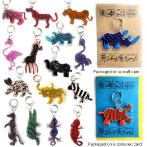 africa smiles wire and beadwork 2D scooby keyring