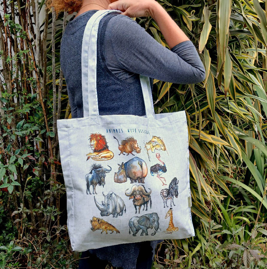 africa smiles shopper bag animals with attitude arty 1
