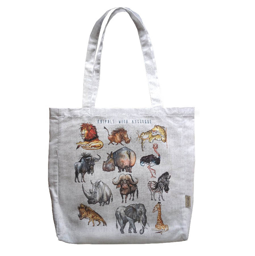 africa smiles shopper bag animals with attitude flat