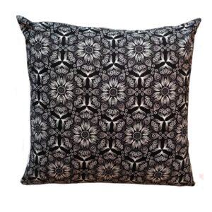 africa smiles shweshwe black & white cushion cover 1