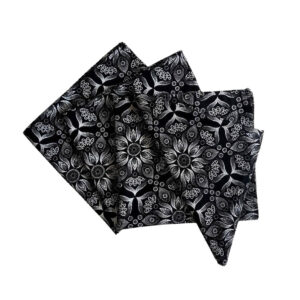 africa smiles napkins shweshwe black & white floral fan