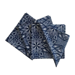 africa smiles napkins shweshwe navy flowers fan