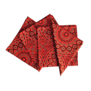 africa smiles napkins shweshwe orange mandala fan