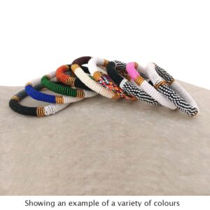 Solid Thin Bangles Fashion – traditional Zulu beadwork, handmade by Africa Smiles in South Africa, codes F136E to F136H.
